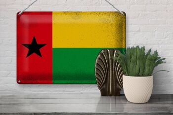 Signe en étain drapeau Guinée-Bissau 30x20cm Guinée Vintage 3