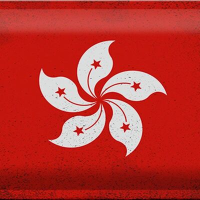 Blechschild Flagge Hongkong 30x20cm Flag Hong Kong Vintage