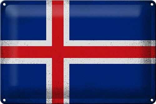 Blechschild Flagge Island 30x20cm Flag of Iceland Vintage