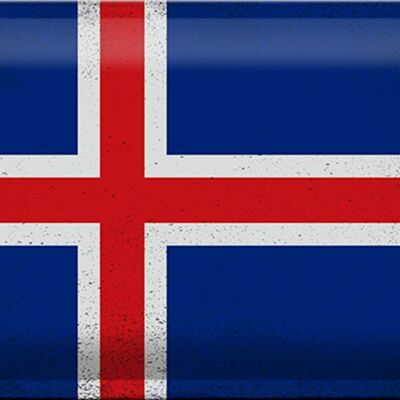 Blechschild Flagge Island 30x20cm Flag of Iceland Vintage
