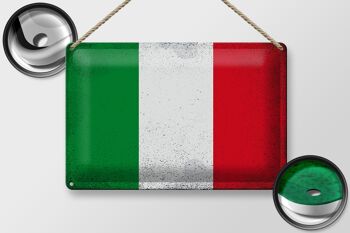 Signe en étain drapeau italie 30x20cm, drapeau de l'italie Vintage 2