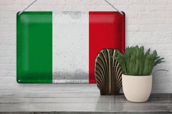 Signe en étain drapeau italie 30x20cm, drapeau de l'italie Vintage 3