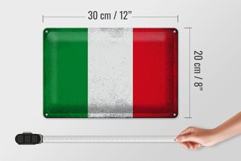 Signe en étain drapeau italie 30x20cm, drapeau de l'italie Vintage 4