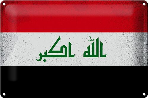 Blechschild Flagge Irak 30x20cm Flag of Iraq Vintage