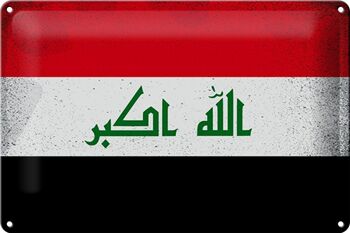 Signe en étain drapeau Irak 30x20cm drapeau de l'irak Vintage 1