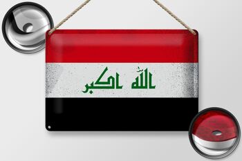Signe en étain drapeau Irak 30x20cm drapeau de l'irak Vintage 2