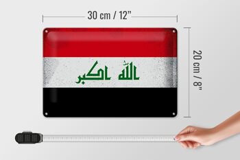 Signe en étain drapeau Irak 30x20cm drapeau de l'irak Vintage 4