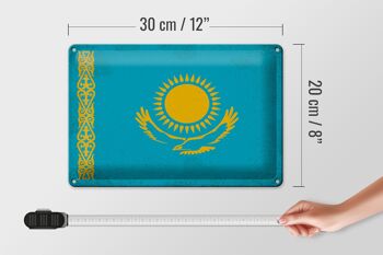 Signe en étain drapeau du Kazakhstan, 30x20cm, Vintage, Kazakhstan 4