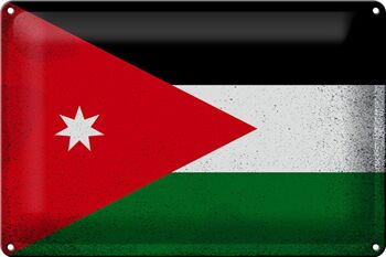 Signe en étain drapeau de la Jordanie 30x20cm drapeau de la Jordanie Vintage 1