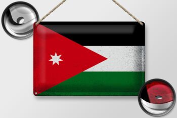 Signe en étain drapeau de la Jordanie 30x20cm drapeau de la Jordanie Vintage 2