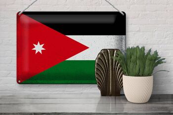 Signe en étain drapeau de la Jordanie 30x20cm drapeau de la Jordanie Vintage 3
