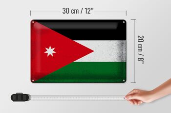 Signe en étain drapeau de la Jordanie 30x20cm drapeau de la Jordanie Vintage 4