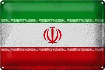 Signe en étain drapeau de l'iran, 30x20cm, drapeau de l'iran, Vintage 1