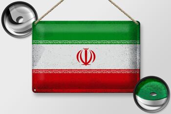 Signe en étain drapeau de l'iran, 30x20cm, drapeau de l'iran, Vintage 2