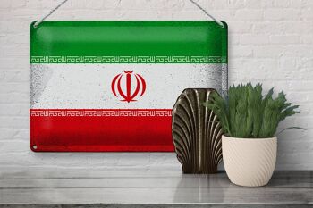 Signe en étain drapeau de l'iran, 30x20cm, drapeau de l'iran, Vintage 3