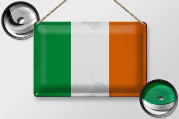 Signe en étain drapeau irlandais 30x20cm, drapeau de l'irlande Vintage 2
