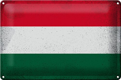 Blechschild Flagge Ungarn 30x20cm Flag of Hungary Vintage