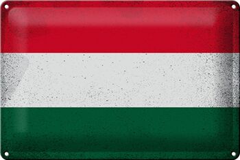Signe en étain drapeau Hongrie 30x20cm drapeau de la Hongrie Vintage 1