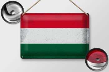 Signe en étain drapeau Hongrie 30x20cm drapeau de la Hongrie Vintage 2
