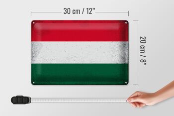Signe en étain drapeau Hongrie 30x20cm drapeau de la Hongrie Vintage 4