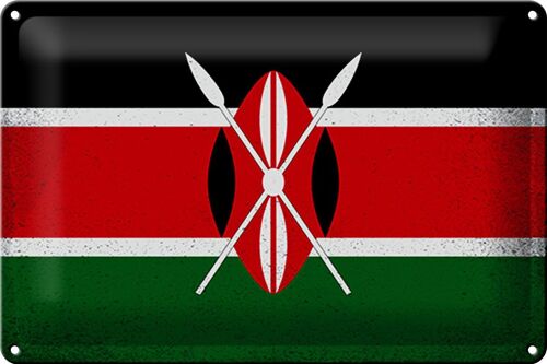 Blechschild Flagge Kenia 30x20cm Flag of Kenya Vintage