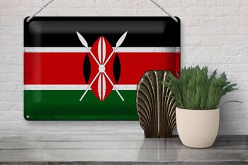 Signe en étain drapeau du Kenya 30x20cm drapeau du Kenya Vintage 3