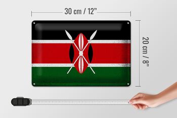 Signe en étain drapeau du Kenya 30x20cm drapeau du Kenya Vintage 4