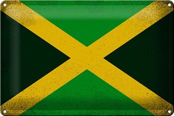 Drapeau en étain de la jamaïque, 30x20cm, drapeau de la jamaïque, Vintage 1