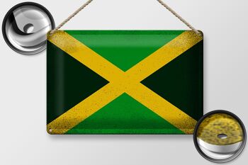 Drapeau en étain de la jamaïque, 30x20cm, drapeau de la jamaïque, Vintage 2