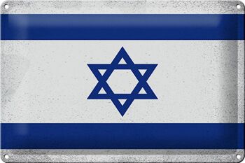 Signe en étain drapeau israël 30x20cm drapeau d'israël Vintage 1