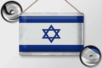 Signe en étain drapeau israël 30x20cm drapeau d'israël Vintage 2