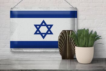 Signe en étain drapeau israël 30x20cm drapeau d'israël Vintage 3