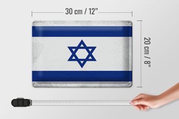 Signe en étain drapeau israël 30x20cm drapeau d'israël Vintage 4