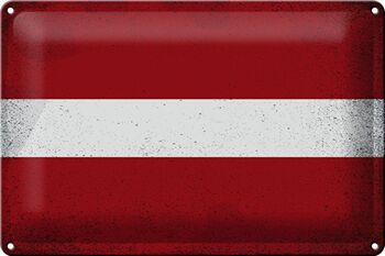 Drapeau en étain de la lettonie, 30x20cm, drapeau de la lettonie, Vintage 1