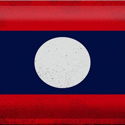 Cartel de chapa Bandera de Laos 30x20cm Bandera de Laos Vintage