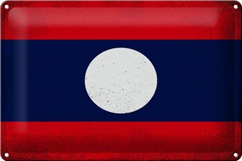 Signe en étain drapeau du Laos 30x20cm drapeau du Laos Vintage 1