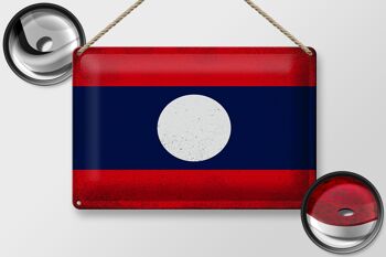 Signe en étain drapeau du Laos 30x20cm drapeau du Laos Vintage 2