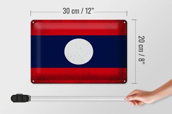 Signe en étain drapeau du Laos 30x20cm drapeau du Laos Vintage 4