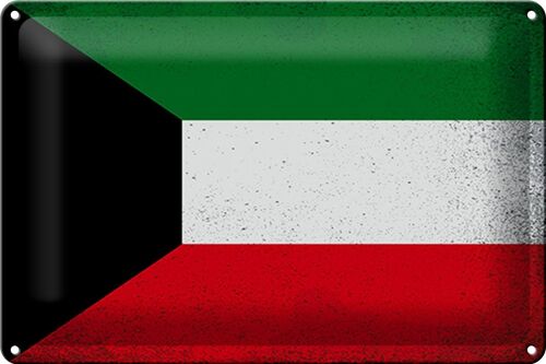 Blechschild Flagge Kuwait 30x20cm Flag of Kuwait Vintage