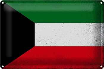 Drapeau du Koweït en étain, 30x20cm, Vintage, drapeau du Koweït 1