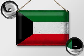 Drapeau du Koweït en étain, 30x20cm, Vintage, drapeau du Koweït 2
