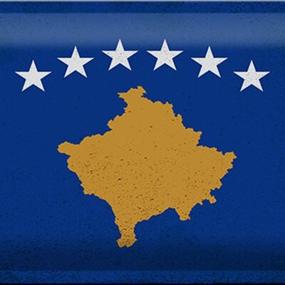 Blechschild Flagge Kosovo 30x20cm Flag of Kosovo Vintage