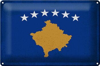 Drapeau en étain du Kosovo, 30x20cm, drapeau du Kosovo, Vintage 1