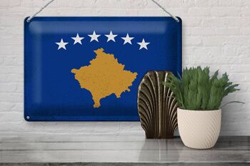 Drapeau en étain du Kosovo, 30x20cm, drapeau du Kosovo, Vintage 3