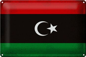 Signe en étain drapeau Libye 30x20cm drapeau de la Libye Vintage 1