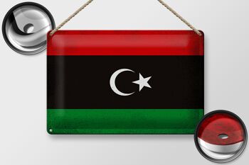 Signe en étain drapeau Libye 30x20cm drapeau de la Libye Vintage 2