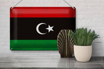 Signe en étain drapeau Libye 30x20cm drapeau de la Libye Vintage 3