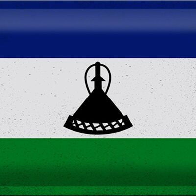 Drapeau en étain du Lesotho, 30x20cm, drapeau du Lesotho, Vintage
