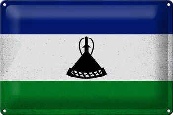 Drapeau en étain du Lesotho, 30x20cm, drapeau du Lesotho, Vintage 1