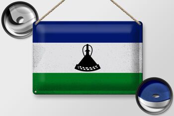 Drapeau en étain du Lesotho, 30x20cm, drapeau du Lesotho, Vintage 2